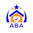 ABA House logo. KJG Letter logo and icon. Blue vector image on white background. KJG house Monogram home logo picture design and best business icon. 
