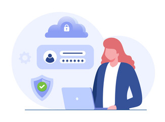 Personal data security, cyber data security online concept illustration, internet security or information privacy. flat vector illustration banner and protection