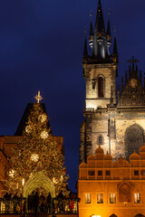 Sticker - Old Town Square at Christmas time, Prague, Czech Republic