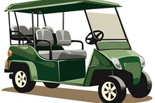 Cartoon Golf Cart On White Copyspace Generative AI