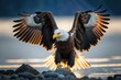 majestic bald eagle soaring with its wings spread wide. Generative AI