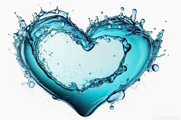 Sticker - heart-shaped splash of water. Generative AI