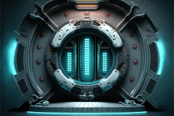 Wall Mural - abstract in futuristic interior architecture of spaceship with power generative technology. concept 