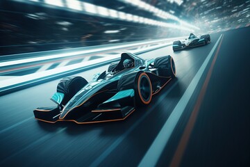 Race cars on track in full speed Ai