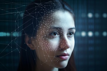 Wall Mural - analyzing human face. generate ai