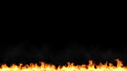 Wall Mural - slow motion burning fire and flames isolated on black background, abstract glowing and blazing