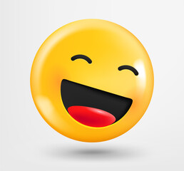 Poster - Laughing emoji 3d vector. Emoticon isolated on white background 