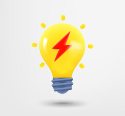 Fototapete - Glowing lightbulb. 3d vector object isolated on white background 