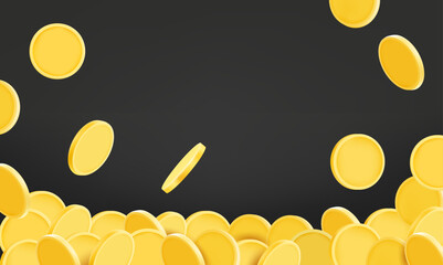 Wall Mural - Rain of golden coins. 3d vector illustration 