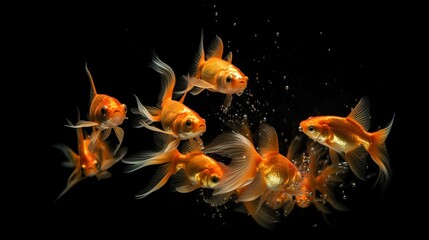 Wall Mural - The Graceful Dance of Goldfish