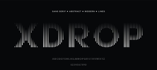 Alphabet abstract font set lines modern numbers typography typeface vector illustration