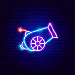 Canvas Print - Cannon Neon Sign. Vector Illustration of Religion Arabian Glowing Symbol.