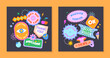 © Xenia Artwork  - Vector set of cute funny templates with patches and stickers in 90s style.Modern symbols in y2k aesthetic with text.Trendy acid designs for banners,social media marketing,branding,packaging,covers