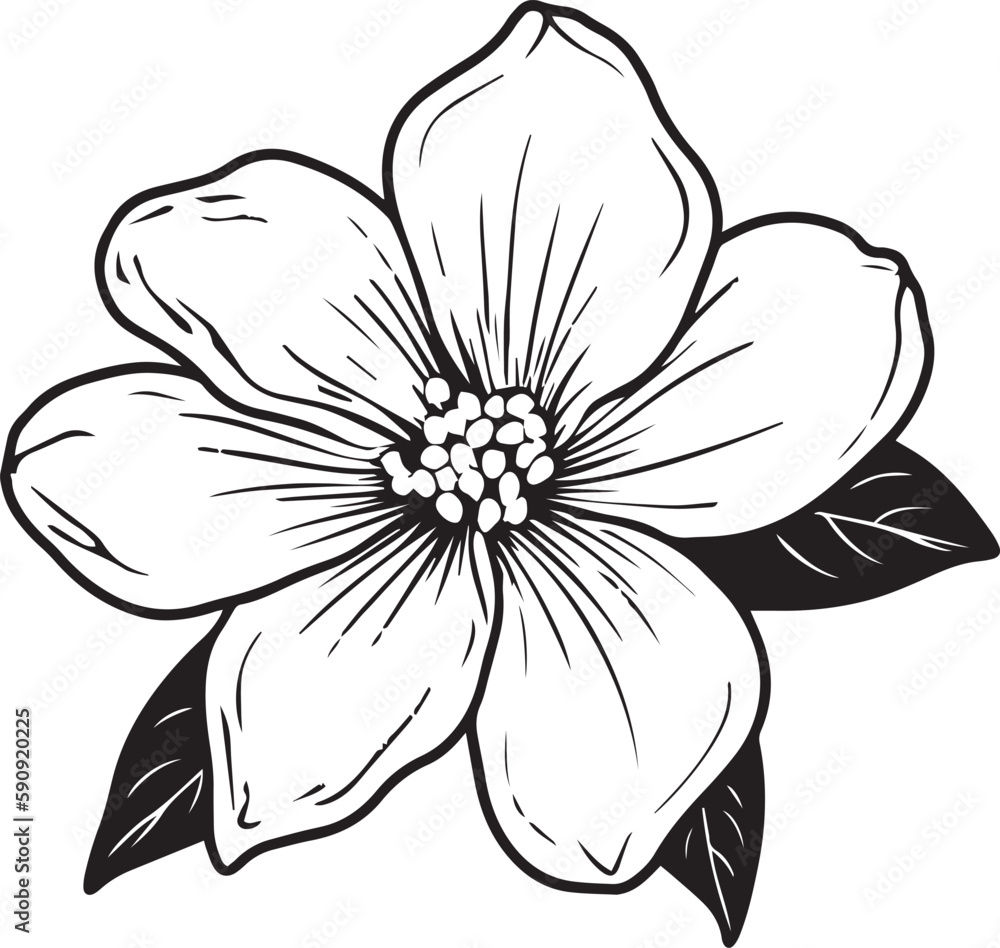 Jasmine flower silhouette vector illustration , SVG Stock Vector | Adobe  Stock, image size:1000x948