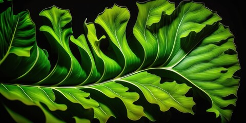 Wall Mural - asplenium nidus leaf backdrop, an abstract art design generative ai