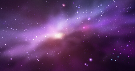 Wall Mural - Space vector background with realistic nebula and shining stars. Magic colorful galaxy with stardust