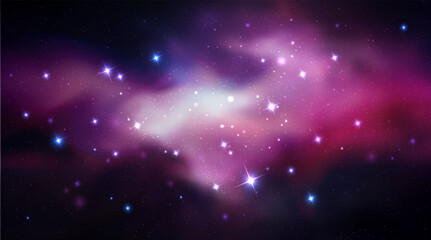 Wall Mural - vector space galaxy realistic illustration. colorful nebula background