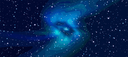 Wall Mural - space vector background with realistic spiral galaxy and shining stars