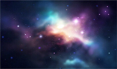 Wall Mural - space vector background with realistic nebula and shining stars. magic colorful galaxy with stardust