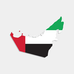 Wall Mural - united arab emirates map with flag on gray background