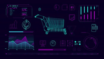 Wall Mural - Infographics about online shopping animated on the alpha channel.