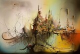 Fototapeta Wieża Eiffla - Paryż abstrakcja kolorowa grafika surrealizm Generative AI