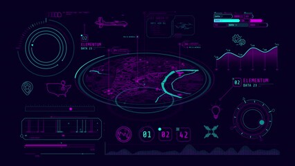Canvas Print - Infographics about geolocation and drones animated on the alpha channel.