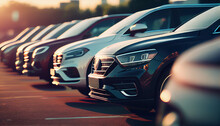 Cars For Sale Stock Lot. Car Dealer Inventory. AI Generated