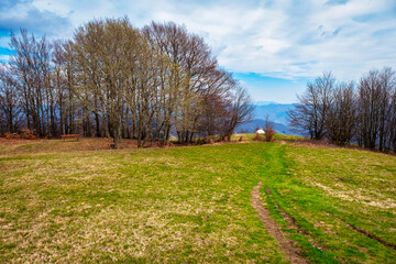 Wall Mural - The beginning of the path towards the top of Monte Antola, with the dome of the astronomical observatory; it is a small peak on the border between Piedmont and Liguria regions (Northern Italy).