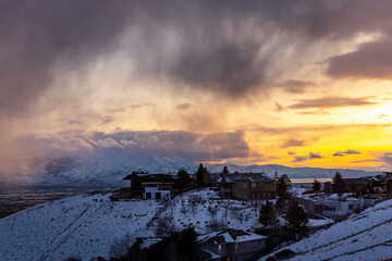 Poster - sunset in the mountains