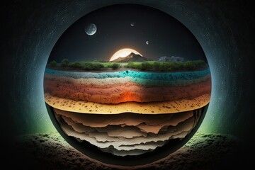 Wall Mural - planet with a majestic mountain range in the background. Generative AI