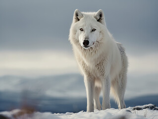  Arctic Wolf on a Snowy Ridge