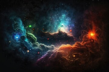 Wall Mural - dreamy and vibrant galaxy filled with stars and fluffy clouds. generative ai