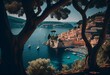 Villefranche sur Mer, France. Seaside town on the French Riviera (or Côte d'Azur). Generative AI