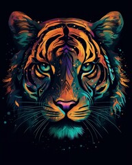 Wall Mural - A detailed vector illustration of a tiger's face. generative AI