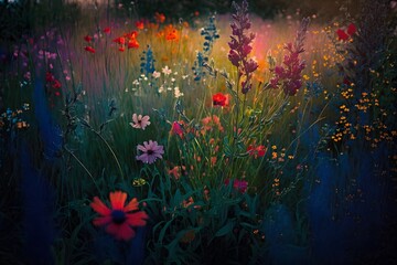 Wall Mural - background with flowers created using ai generative technology