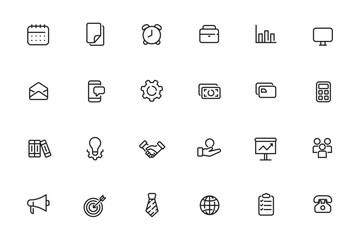 Wall Mural - set of business icons in line style isolated on white background