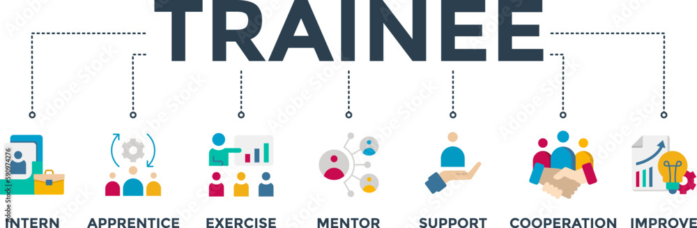 Trainee banner web icon vector illustration concept for internship ...