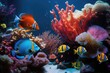 vibrant coral reef teeming with a variety of tropical fish. Generative AI