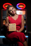 Fototapeta Tulipany - Portrait of a Young Caucasian Woman in Casino