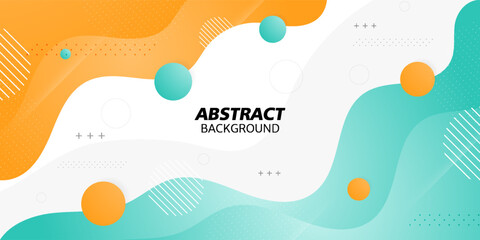 Green and orange geometric business banner design. creative banner design with wave shapes and lines for template. Simple horizontal banner. Eps10 vector