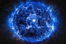 Bright Blue Sun With A Star In The Center. Generative AI
