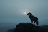 Fototapeta Londyn - wolf howling at the moon