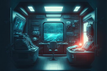 Wall Mural - abstract in futuristic interior architecture of spaceship with power generative technology. concept 
