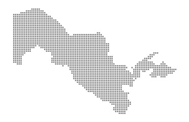 Wall Mural - Pixel map of Uzbekistan. dotted map of Uzbekistan isolated on white background. Abstract computer graphic of map.