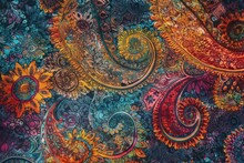Colorful Background With Paisley Pattern. Generative AI