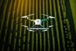 agronomist drone over field with healthy vegetation in form of green crop, created with generative ai