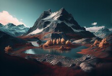 "Bob Ross-inspired Mountain Landscape" Generative AI