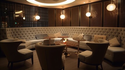 elegant restaurant, luxurious fashionable bar, with a long bar, interior
