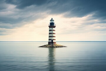 Poster - lighthouse standing sentry over tranquil and peaceful seascape, created with generative ai